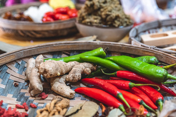 Red pepper and green pepper are among many food ingredients