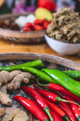 Red pepper and green pepper are among many food ingredients