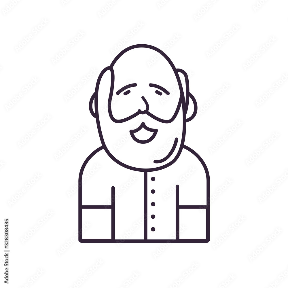Poster isolated avatar man with beard line style icon vector design