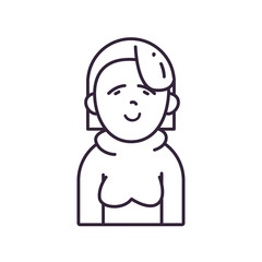 Isolated avatar woman wth sweater line style icon vector design
