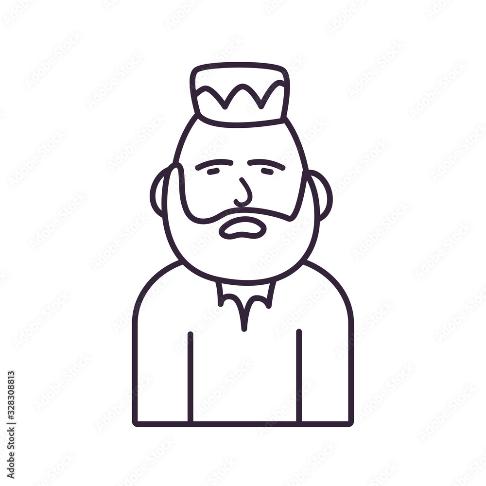 Poster isolated avatar man with beard line style icon vector design