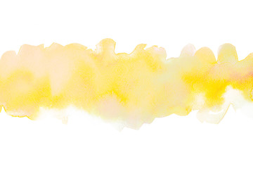 yellow watercolor stripe texture on a white background.