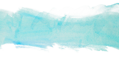 Blue watercolor texture. Stripe watercolor on a white background horizontal background.