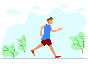 People male cartoon characters running,flat design run.