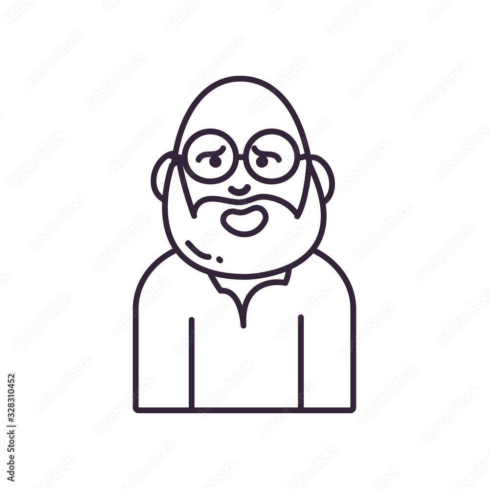 Poster isolated avatar man with glasses and beard line style icon vector design