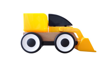 Yellow toy car isolated on white background. This has clipping path.