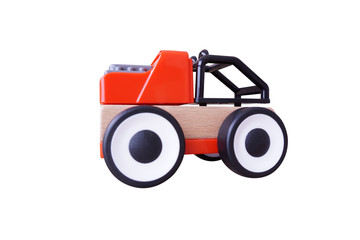 Red toy car isolated on white background. This has clipping path.