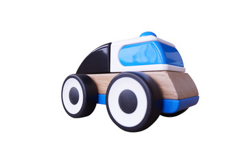 Blue toy car isolated on white background. This has clipping path.