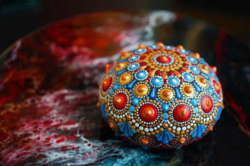 Beautiful hand painted mandala rock