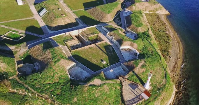 Canakkale redoubts and kilitbahir castle next to bosporus, aerial view, drone shot