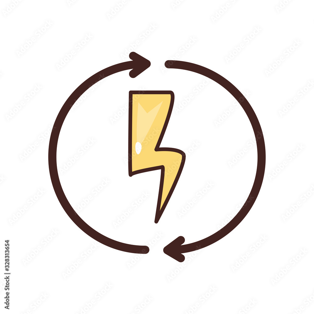 Poster isolated thunder inside arrows fill style icon vector design