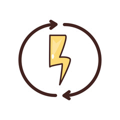 Isolated thunder inside arrows fill style icon vector design