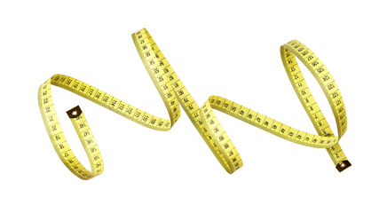 yellow tape measure on a white background