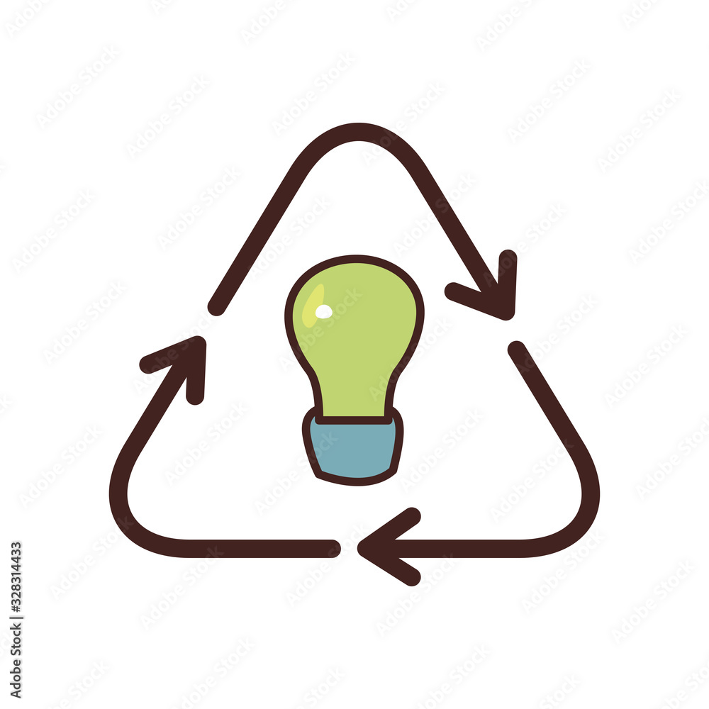 Poster isolated light bulb inside recycle symbol fill style icon vector design