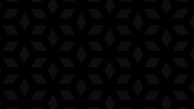 Graphic pattern in black and white with stroboscopic and hypnotic effect, while increasing in size and then reducing it