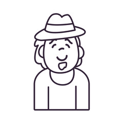 Isolated avatar man with mustache and hat line style icon vector design