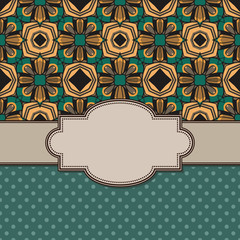 Vintage vector abstract flower frame with text place