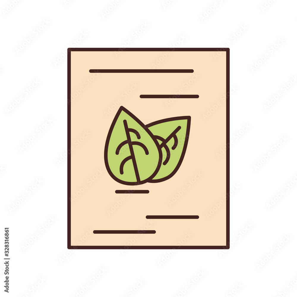 Poster isolated leaves inside document fill style icon vector design