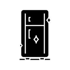 Refrigerator cleaning black icon, concept illustration, vector flat symbol, glyph sign.