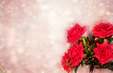 spring background flowering roses and abstract bokeh