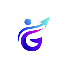 Letter g with people and arrow logo