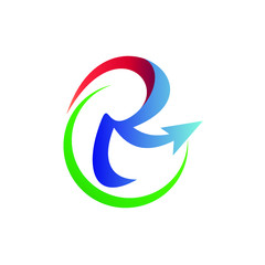 Letter R with arrow logo design