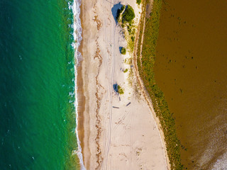 Aerial view of beautiful Macaneta Beach, north Maputo, Mozambique