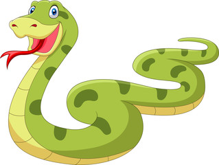 Cute cartoon snake is crawling