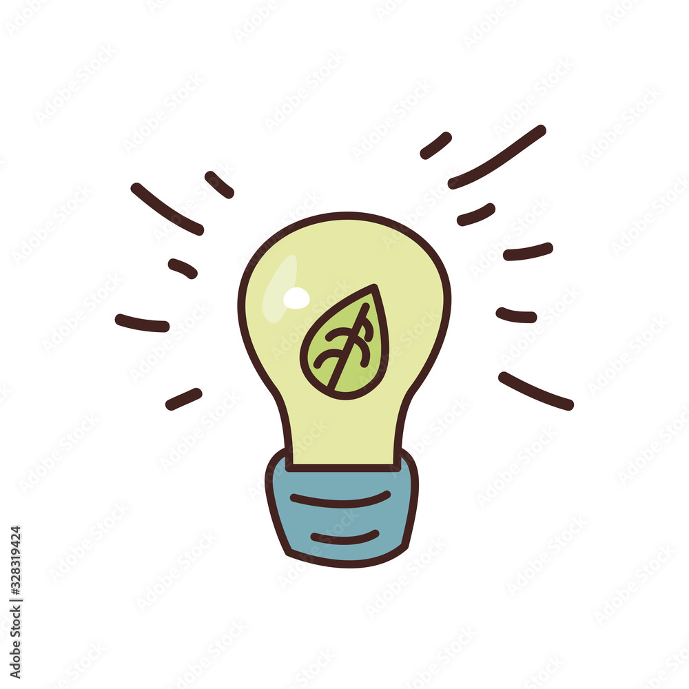 Poster isolated leaf inside light bulb fill style icon vector design