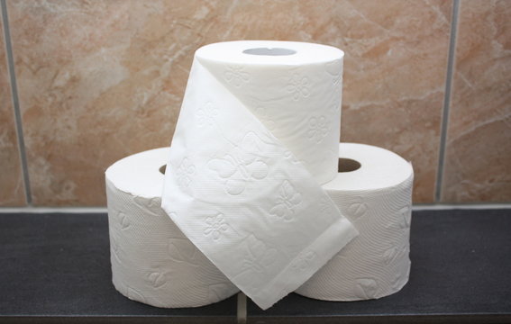 Toilettenpapier auf gefliester Ablage