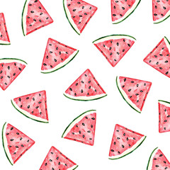 watercolor watermelon pattern on white background