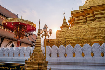 Golden Pagoda of Wat Phra That Chae Hang Temple, Nan Province, Thailand