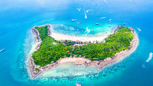 Aerial view koh sak  island and Koh Larn  island Pattaya Chon Buri Thailand