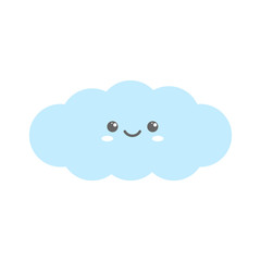 Cloud is smiling. Cute cartoon character. Kawaii drawing. Vector illustration.