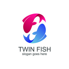 Two fish logo design vector