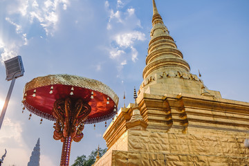 Golden Pagoda of Wat Phra That Chae Hang Temple, Nan Province, Thailand