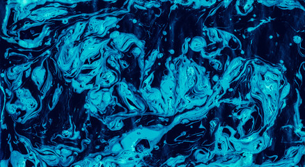 Blue Artistic Japanese Material, Tribal Painting . Turquoise Grunge Vintage Cloth, Mixed Paint Acrylic, Black Blue Watercolor . Ink Geometric Mixed Marble