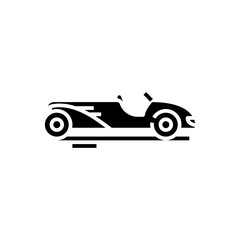 Racing car black icon, concept illustration, vector flat symbol, glyph sign.