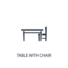 Table with chair icon. Simple furniture element illustration.