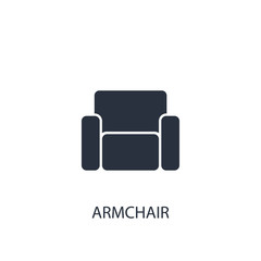 Armchair icon. Simple furniture element illustration.