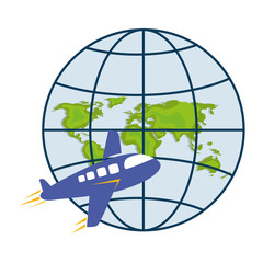 airplane and world map sphere design, Delivery logistics transportation shipping service warehouse industry and global theme Vector illustration
