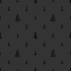 Obraz premium Seamless pattern without a mask. Black abstract coniferous forest with simple triangular trees