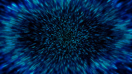 Futuristic warp travel in deep space. Travel speed effect. - obrazy, fototapety, plakaty