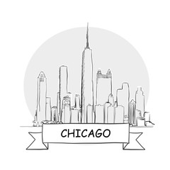 Chicago hand-drawn urban vector sign