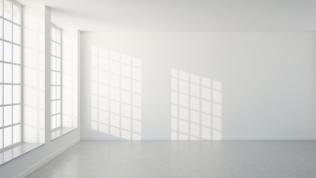 Large luxury modern minimal bright interiors room mockup illustration 3D rendering