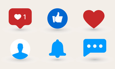 Icons with elements of social media networks. Vector buttons set