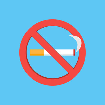 No Smoking Icon In Flat Design With Shadow. Vector EPS 10