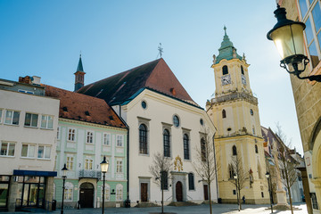 Fototapeta na wymiar Bratislava, Slovakia. View of Bratislava main square with the city hall