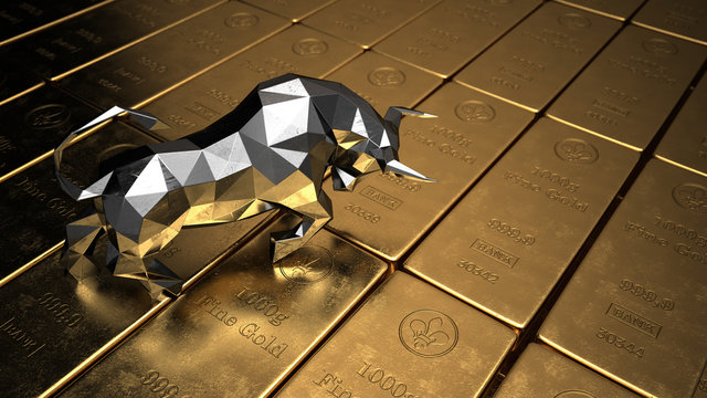 The price of gold on the stock exchange is rising. 3d illustration.
