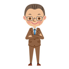 腕組みをする中年のビジネスマン